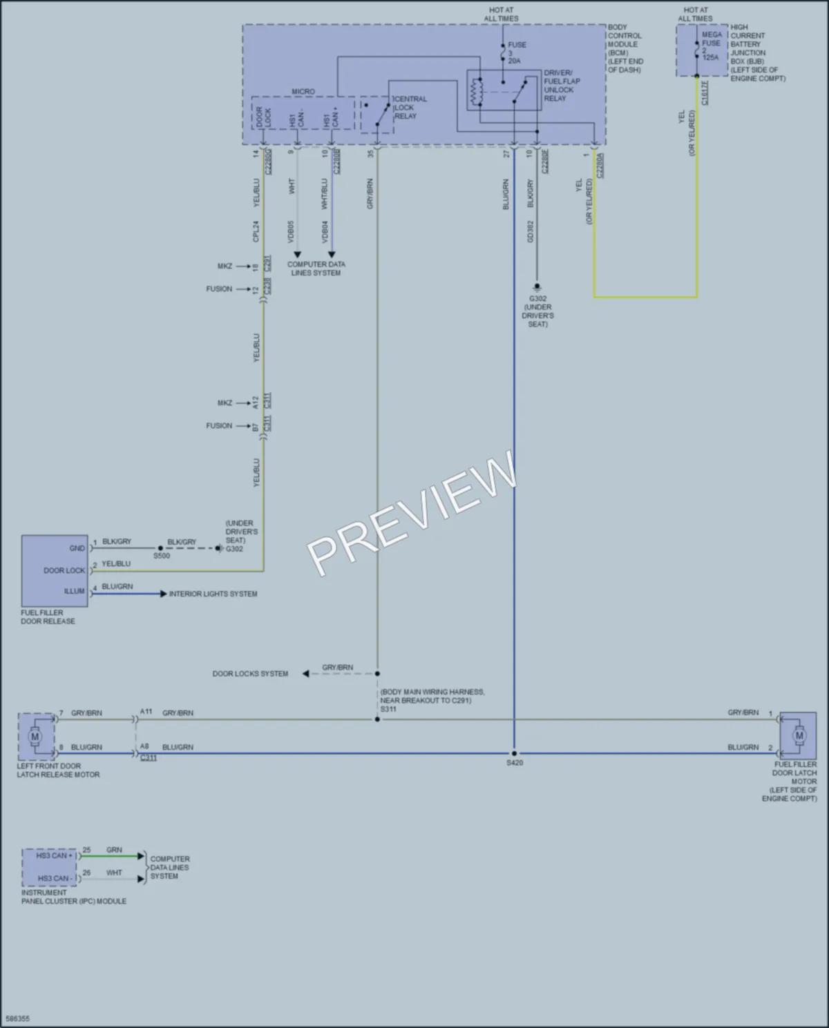 2018 Lincoln MKZHybrid Trunk Tailgate Fuel Door wiring diagram preview
