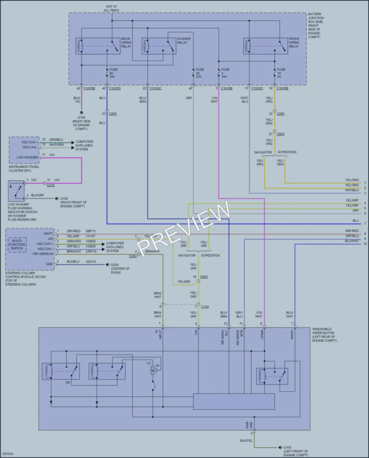 2018 Lincoln Navigator Wiper Washer wiring diagram preview