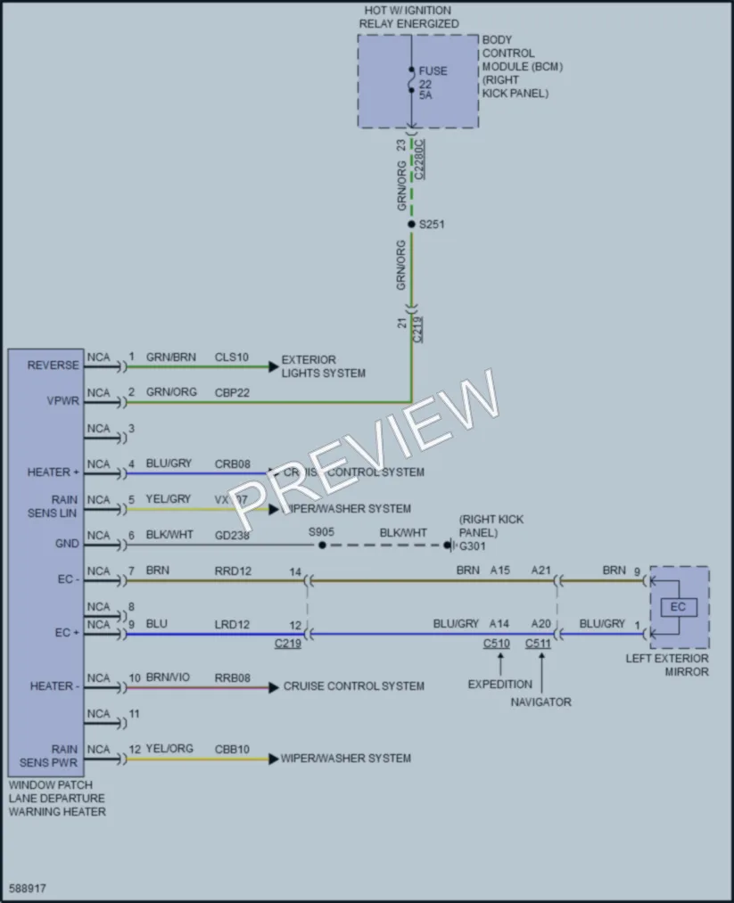 2018 Lincoln NavigatorL Power Mirrors wiring diagram preview