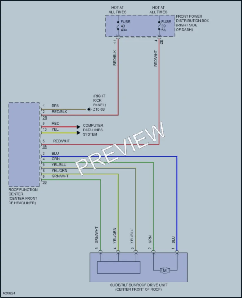 2018 MINI CooperClubman Power Top Sunroof wiring diagram preview