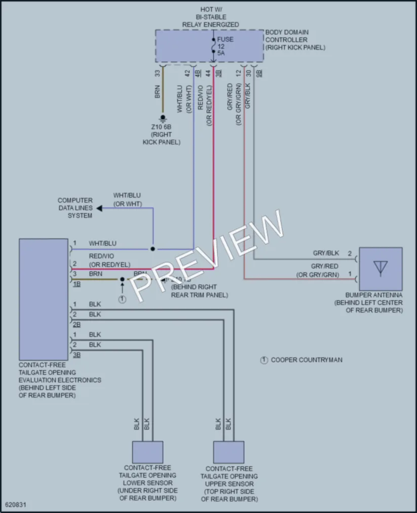 2018 MINI CooperClubman Trunk Tailgate Fuel Door wiring diagram preview
