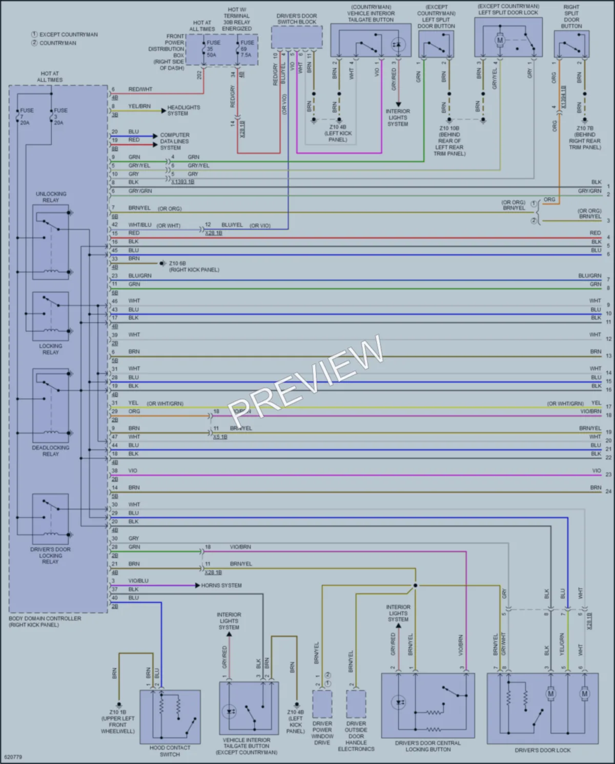 2018 MINI CooperCountryman Power Door Locks wiring diagram preview