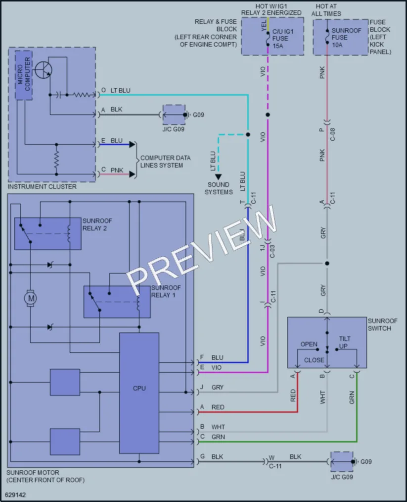 2018 Mazda 6 Power Top Sunroof wiring diagram preview