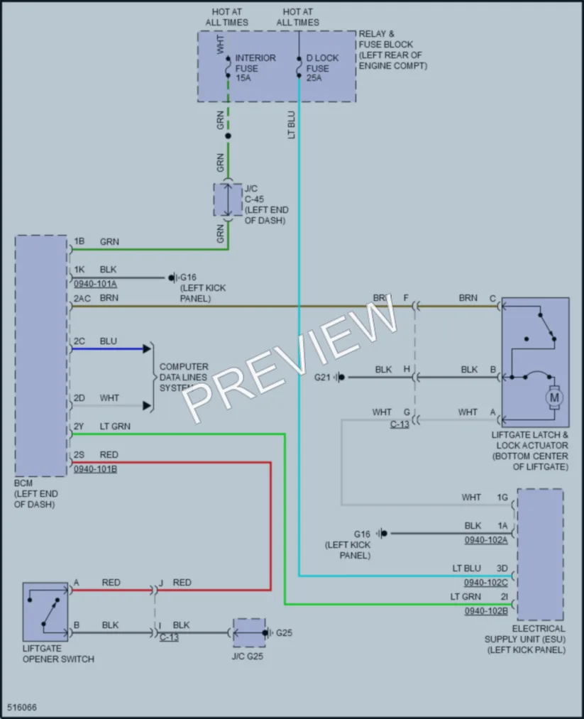 2018 Mazda CX3 Trunk Tailgate Fuel Door wiring diagram preview