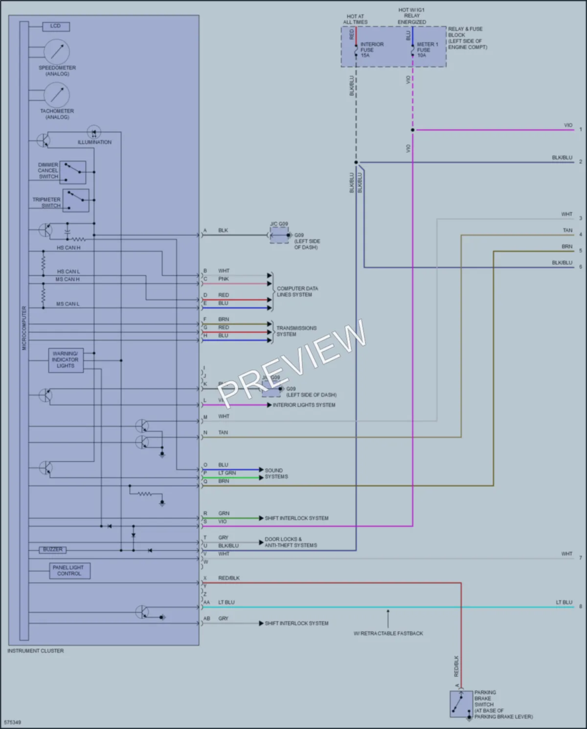 2018 Mazda MX5MiataRF Instrument Cluster wiring diagram preview