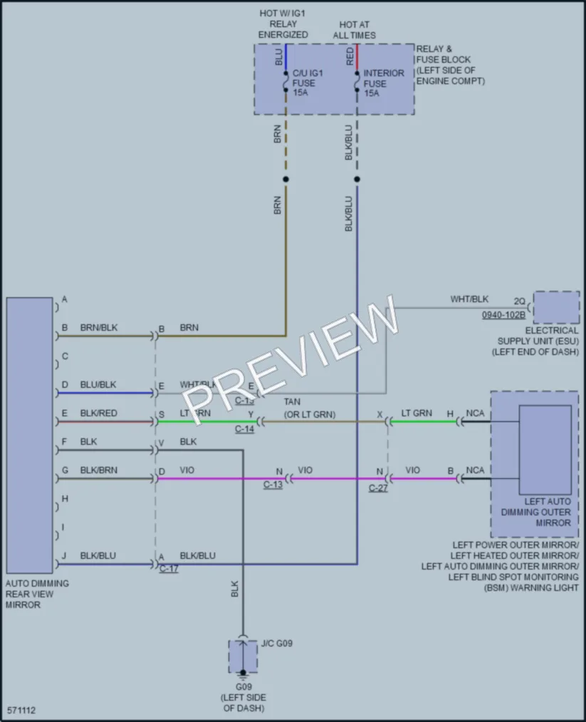 2018 Mazda MX5MiataRF Power Mirrors wiring diagram preview