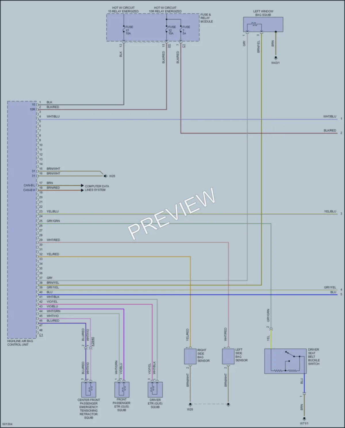 2018 MercedesBenz 2500Sprinter Supplemental Restraints wiring diagram preview