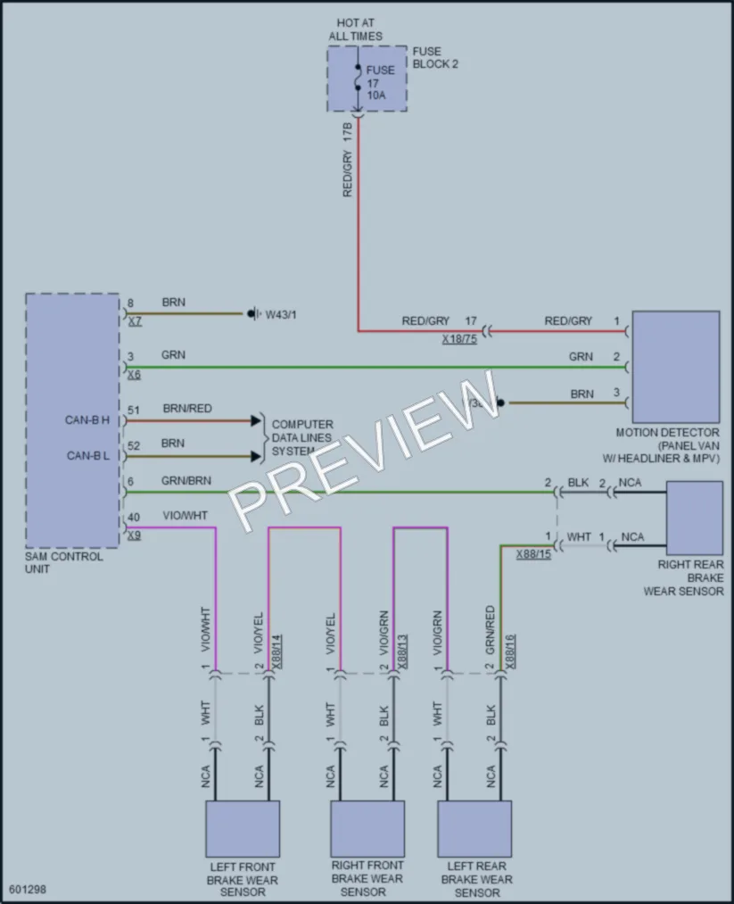 2018 MercedesBenz 2500Sprinter Warning Systems wiring diagram preview