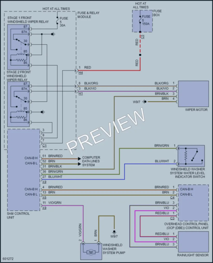 2018 MercedesBenz 2500Sprinter Wiper Washer wiring diagram preview