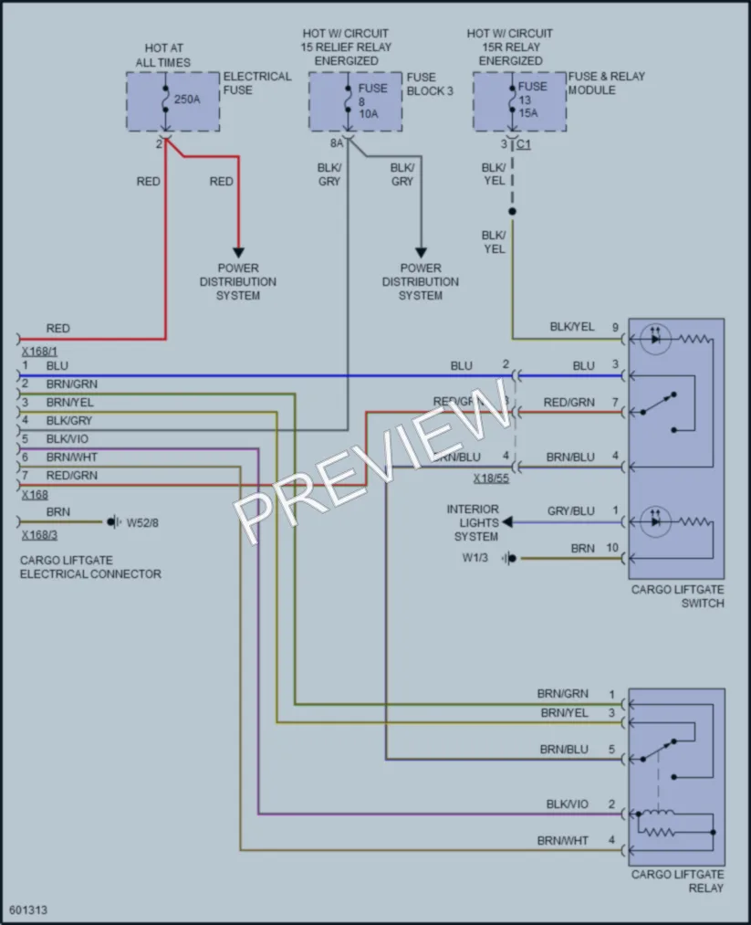 2018 MercedesBenz 3500Sprinter Trunk Tailgate Fuel Door wiring diagram preview