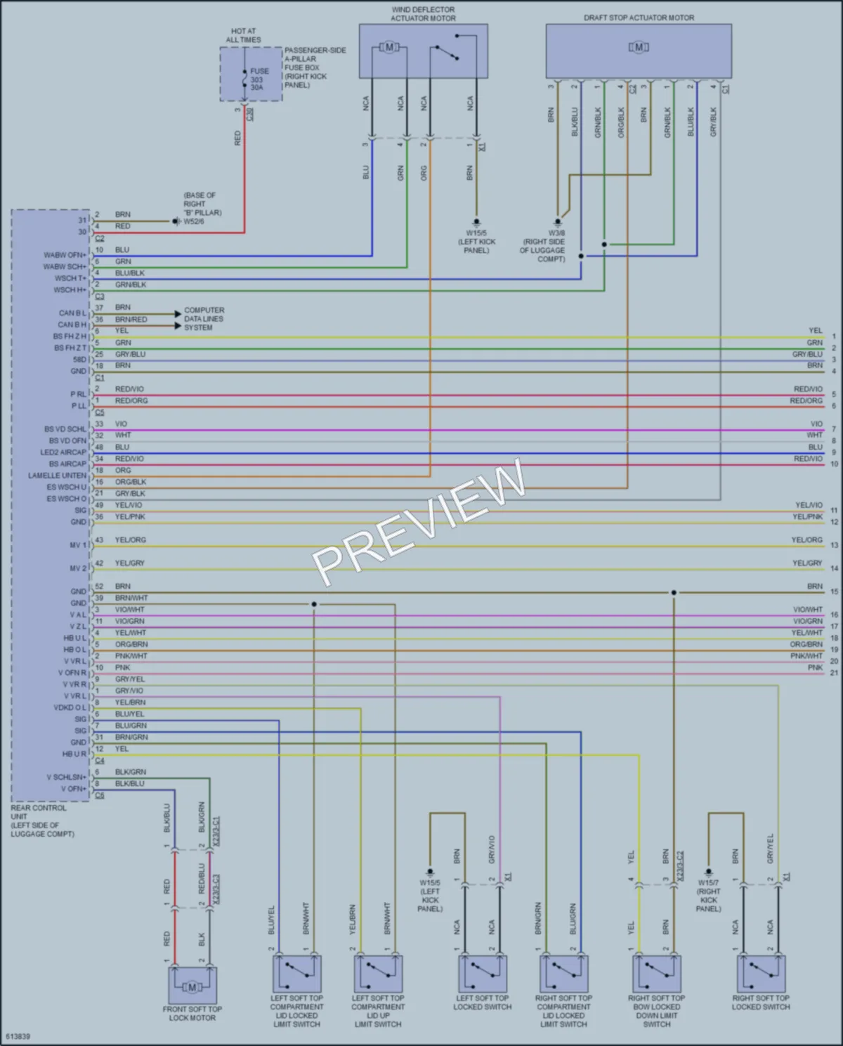 2018 MercedesBenz C300 Power Top Sunroof wiring diagram preview