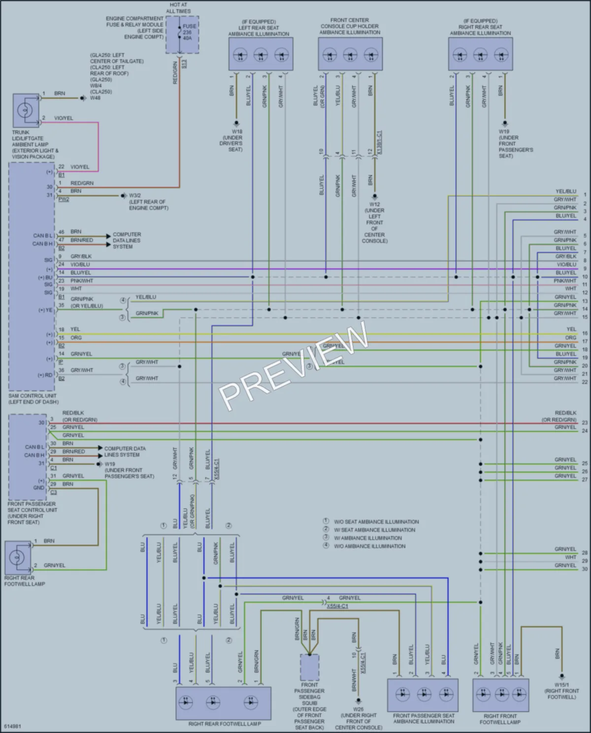 2018 MercedesBenz CLA250 Interior Lights wiring diagram preview