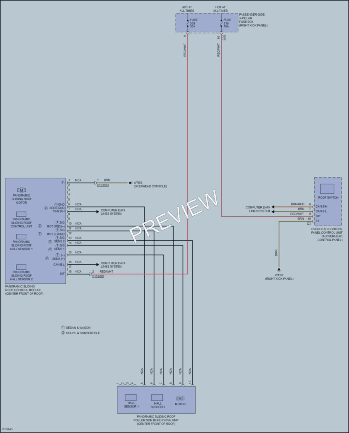 2018 MercedesBenz E300 Power Top Sunroof wiring diagram preview
