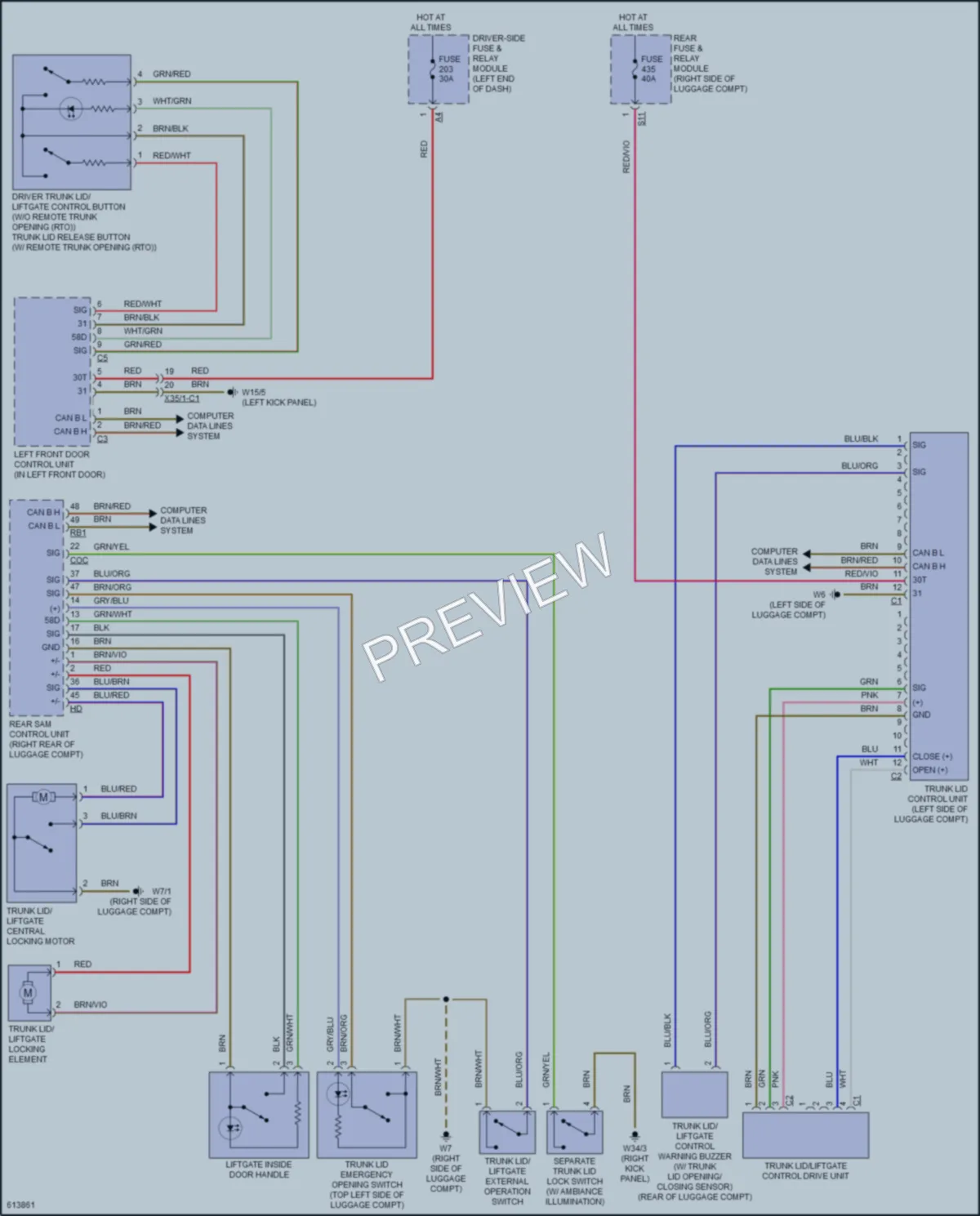 2018 MercedesBenz E300 Trunk Tailgate Fuel Door wiring diagram preview