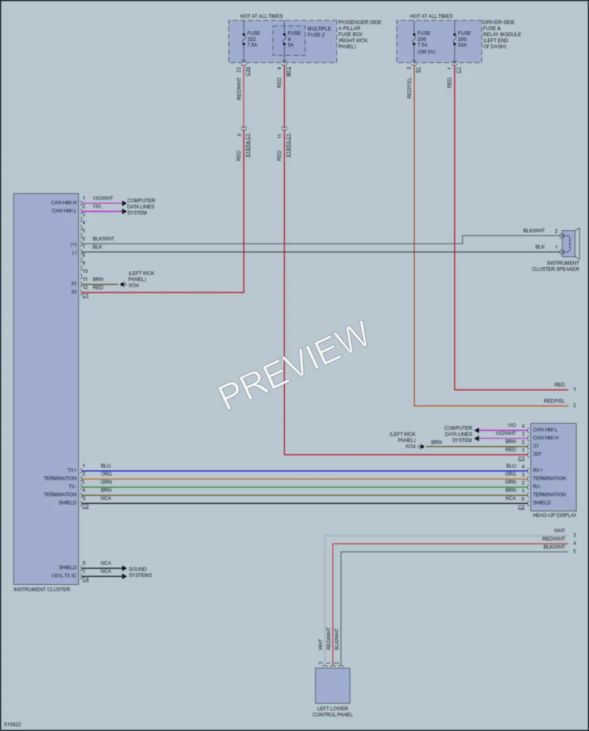 2018 MercedesBenz E400 Instrument Cluster wiring diagram preview