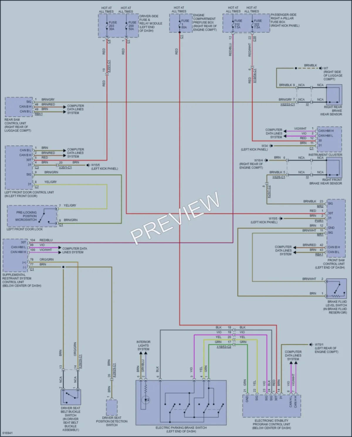 2018 MercedesBenz E400 Warning Systems wiring diagram preview