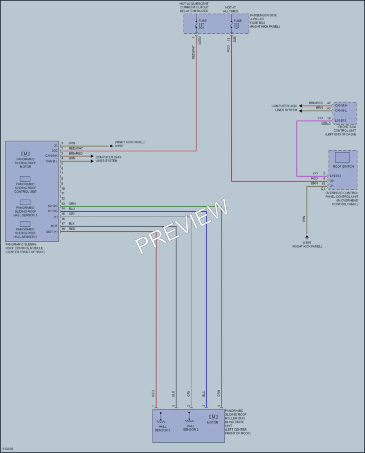 2018 MercedesBenz GLC300 Power Top Sunroof wiring diagram preview