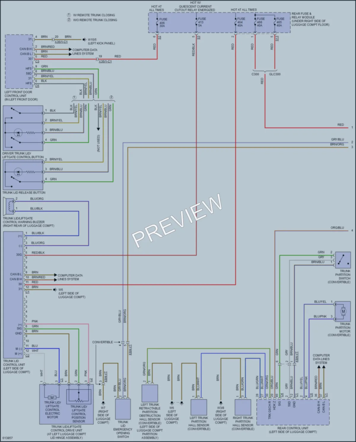 2018 MercedesBenz GLC300 Trunk Tailgate Fuel Door wiring diagram preview