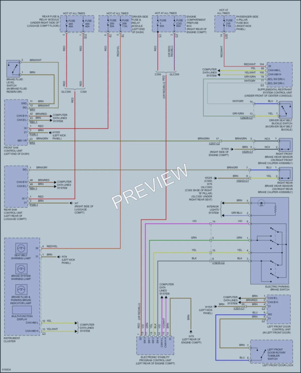 2018 MercedesBenz GLC300Coupe Warning Systems wiring diagram preview