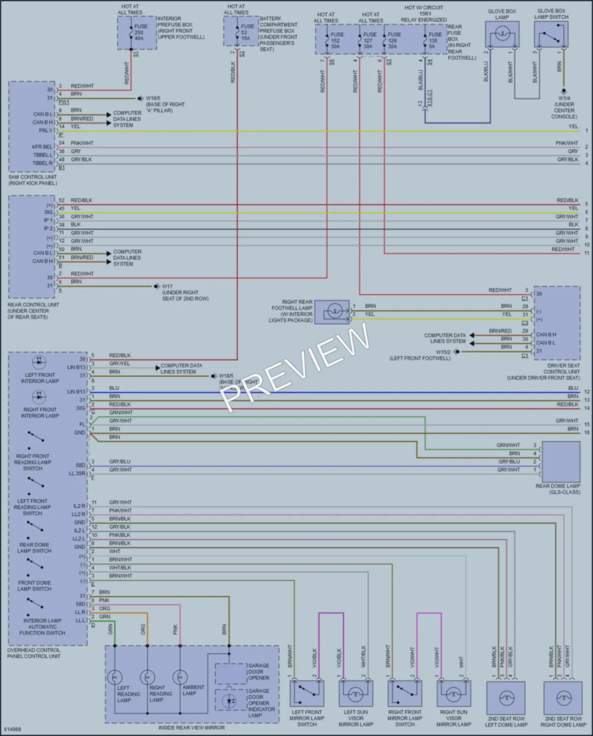 2018 MercedesBenz GLS450 Interior Lights wiring diagram preview