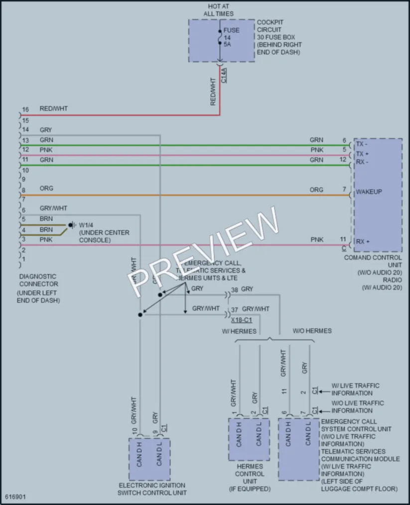 2018 MercedesBenz GLS550 Computer Data Lines wiring diagram preview