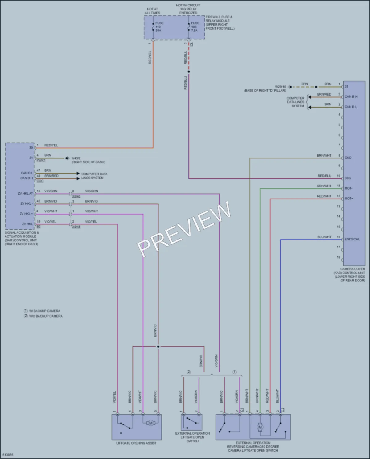 2018 MercedesBenz Metris Trunk Tailgate Fuel Door wiring diagram preview