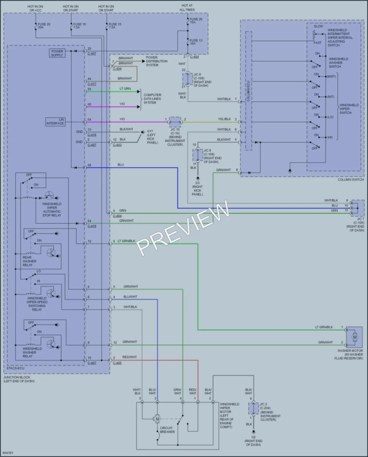 2018 Mitsubishi Mirage Wiper Washer wiring diagram preview