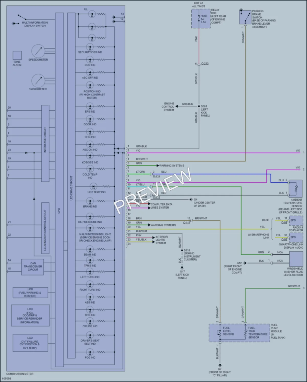 2018 Mitsubishi MirageG4 Instrument Cluster wiring diagram preview