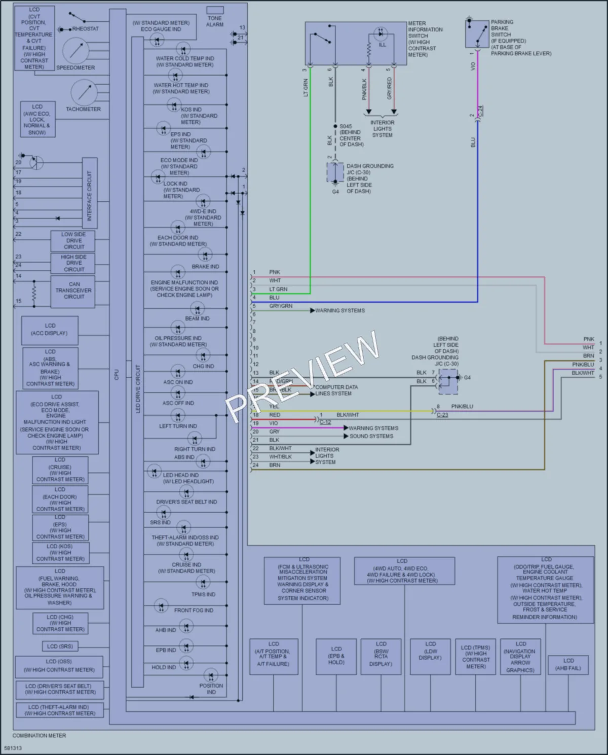 2018 Mitsubishi Outlander Instrument Cluster wiring diagram preview
