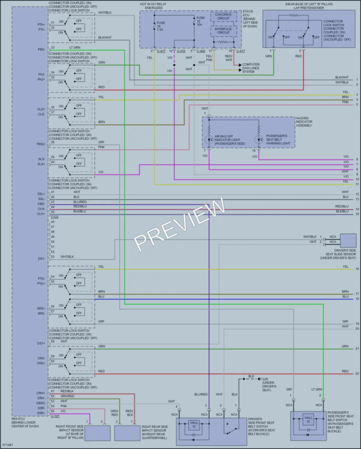 2018 Mitsubishi Outlander Supplemental Restraints wiring diagram preview