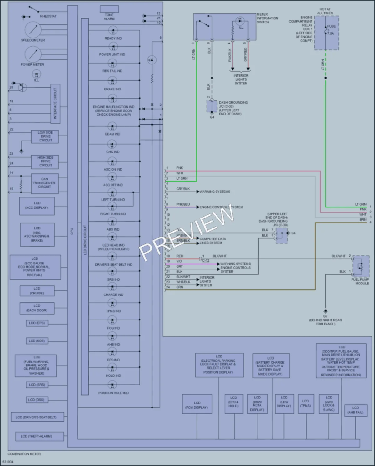2018 Mitsubishi OutlanderPHEV Instrument Cluster wiring diagram preview