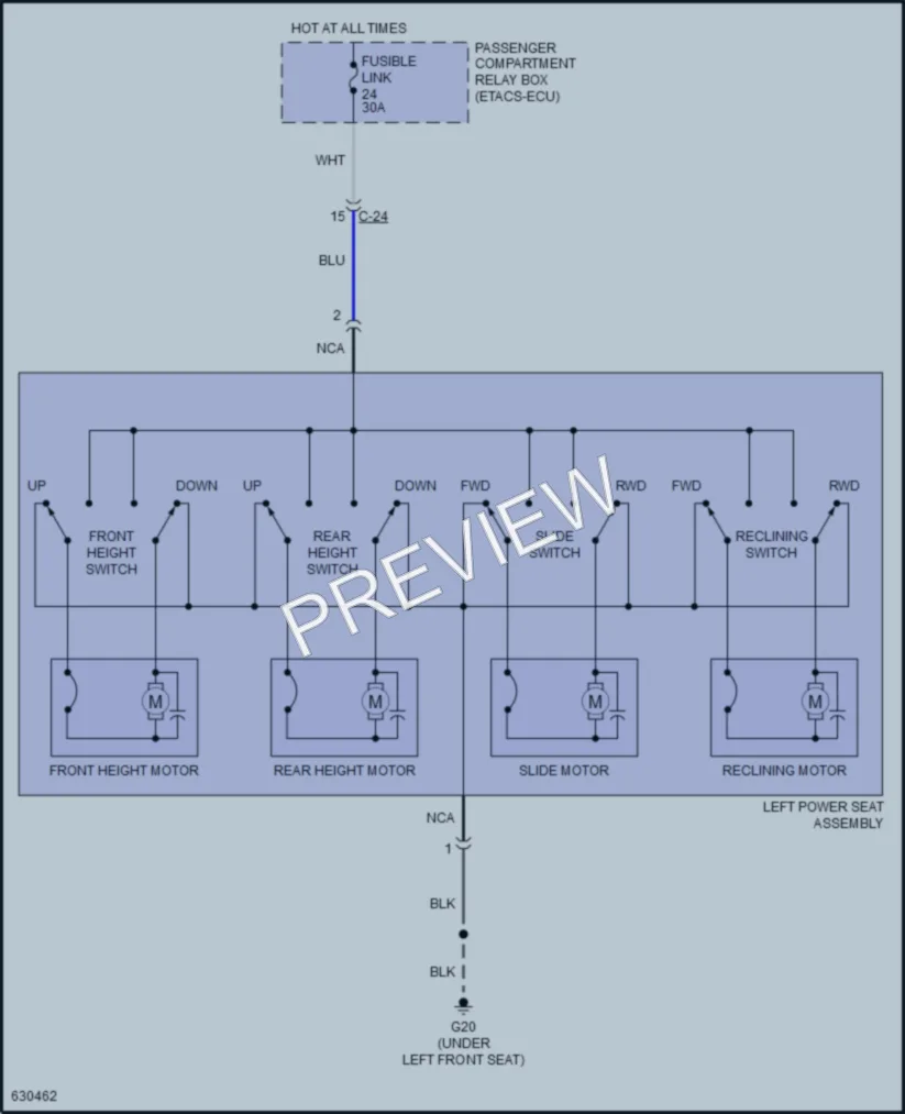2018 Mitsubishi OutlanderPHEV Power Seats wiring diagram preview