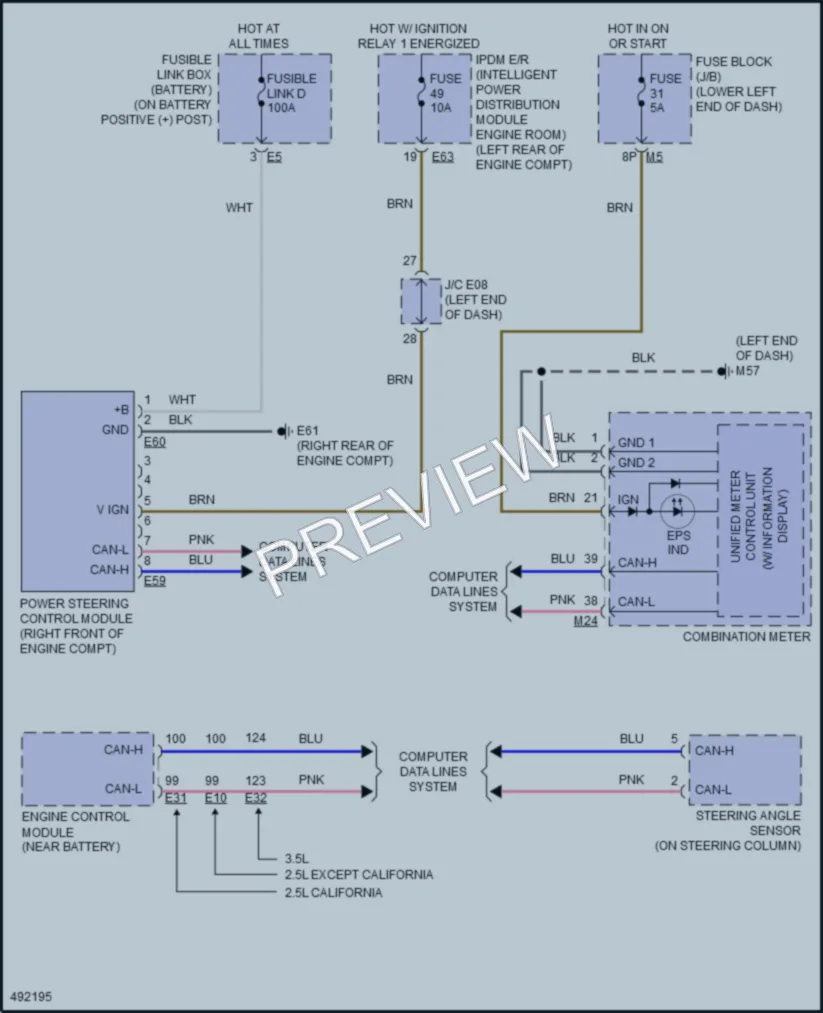 2018 Nissan Altima Electronic Power Steering wiring diagram preview