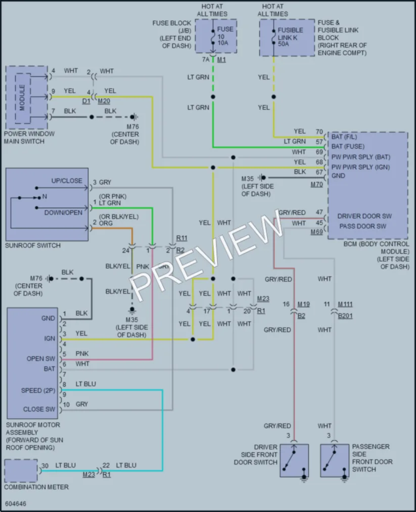 2018 Nissan Armada Power Top Sunroof wiring diagram preview