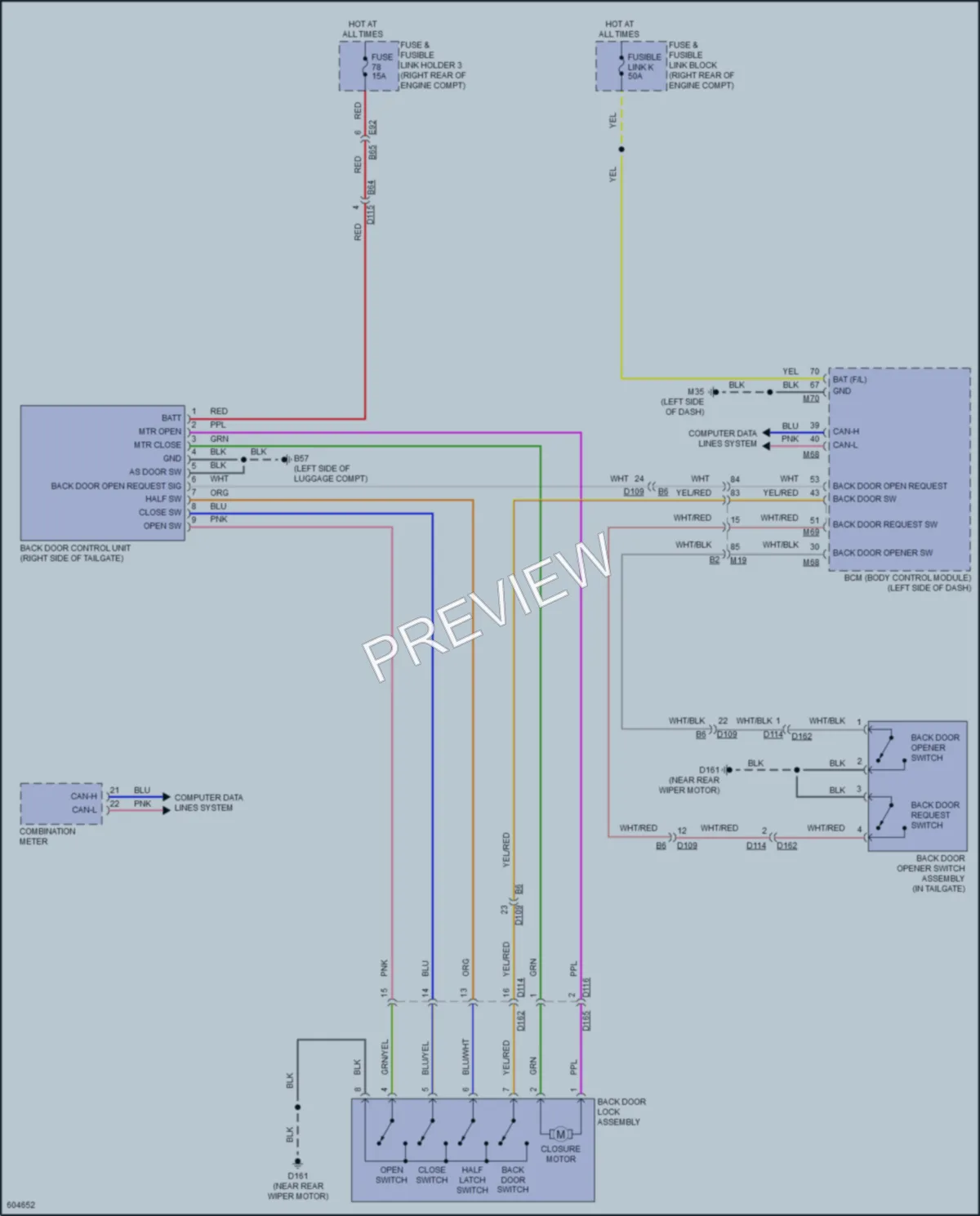 2018 Nissan Armada Trunk Tailgate Fuel Door wiring diagram preview