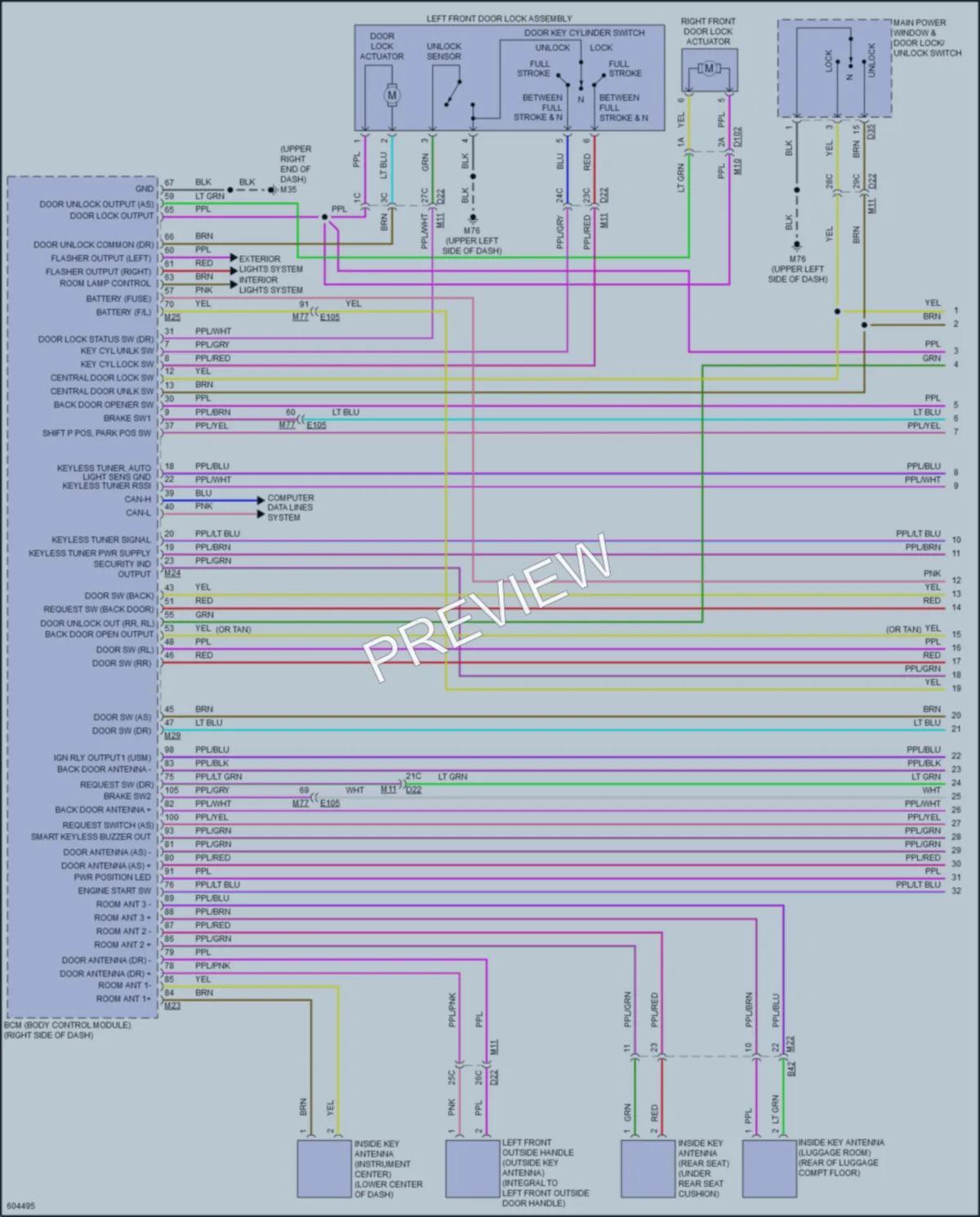 2018 Nissan LEAF Power Door Locks wiring diagram preview