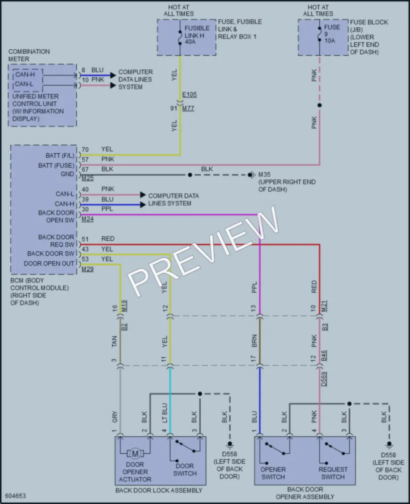 2018 Nissan LEAF Trunk Tailgate Fuel Door wiring diagram preview