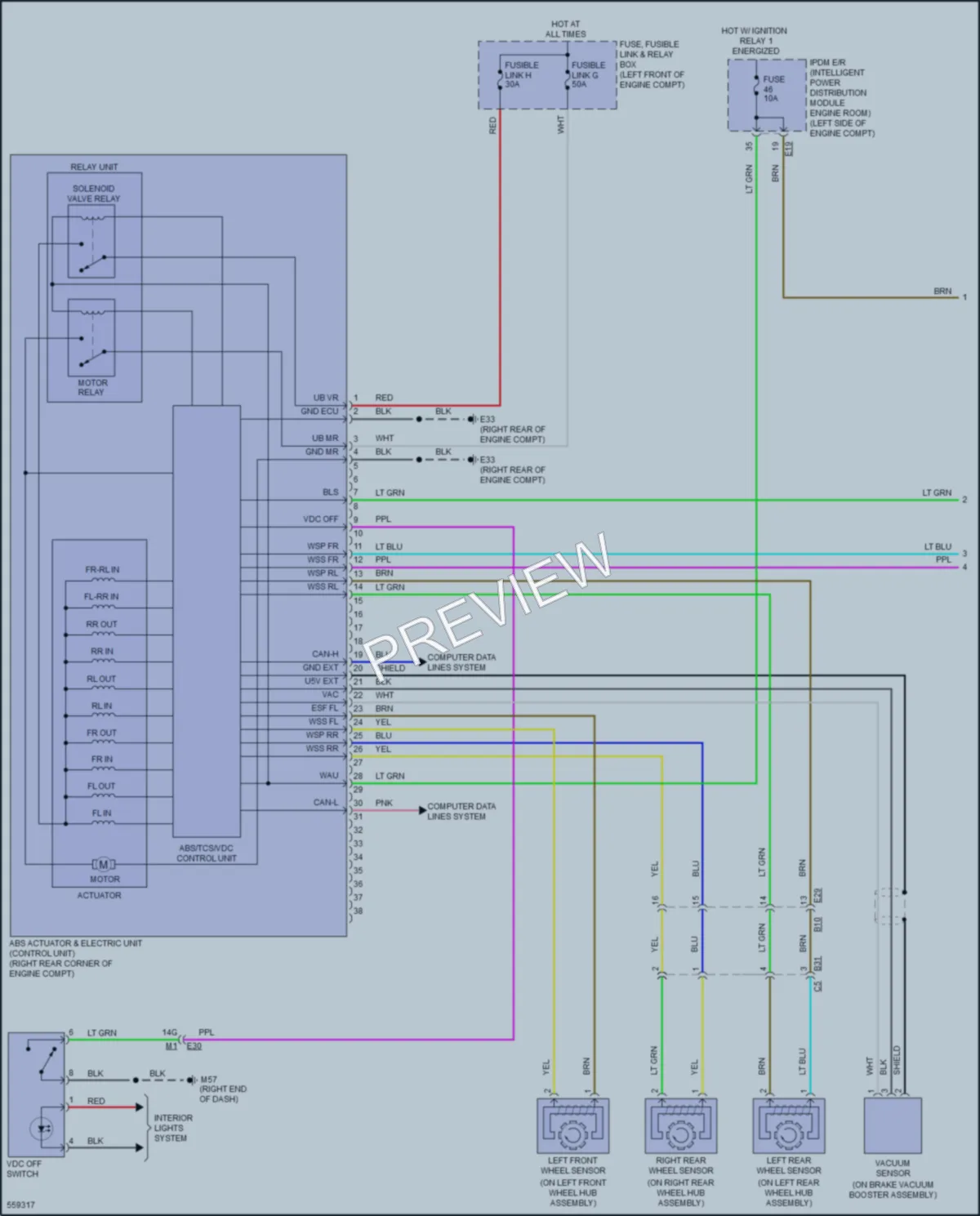 2018 Nissan Maxima Anti Lock Brakes wiring diagram preview