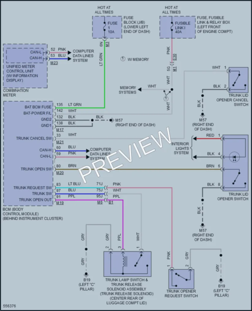 2018 Nissan Maxima Trunk Tailgate Fuel Door wiring diagram preview