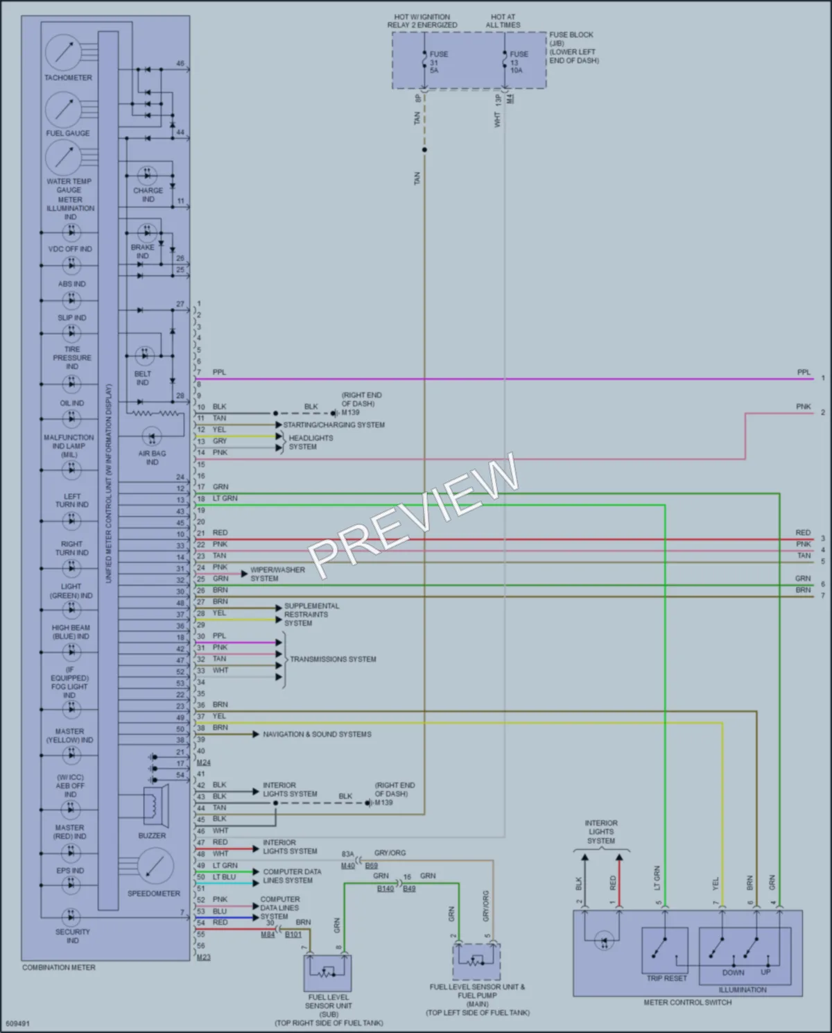 2018 Nissan Murano Instrument Cluster wiring diagram preview