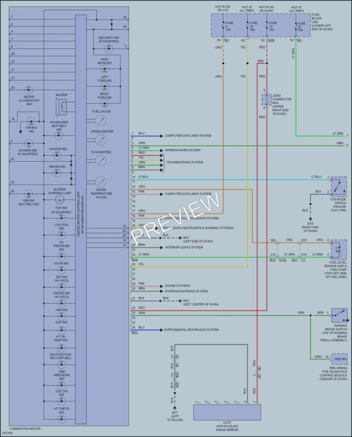 2018 Nissan NV1500 Instrument Cluster wiring diagram preview