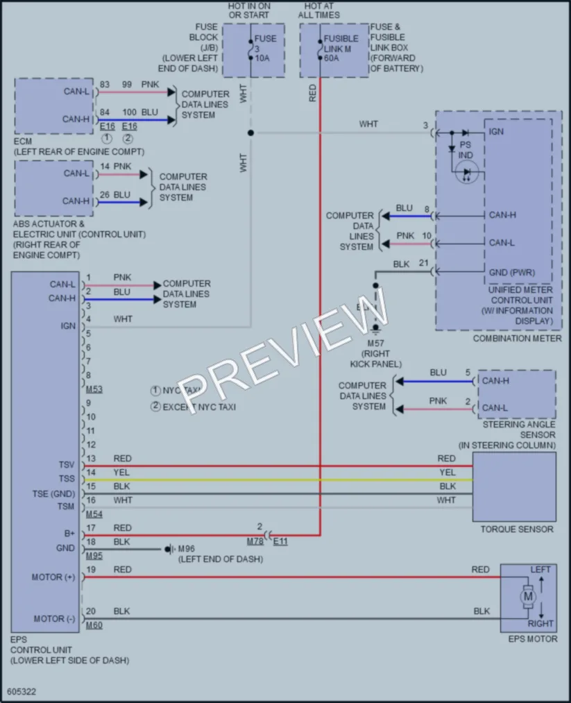 2018 Nissan NV200 Electronic Power Steering wiring diagram preview