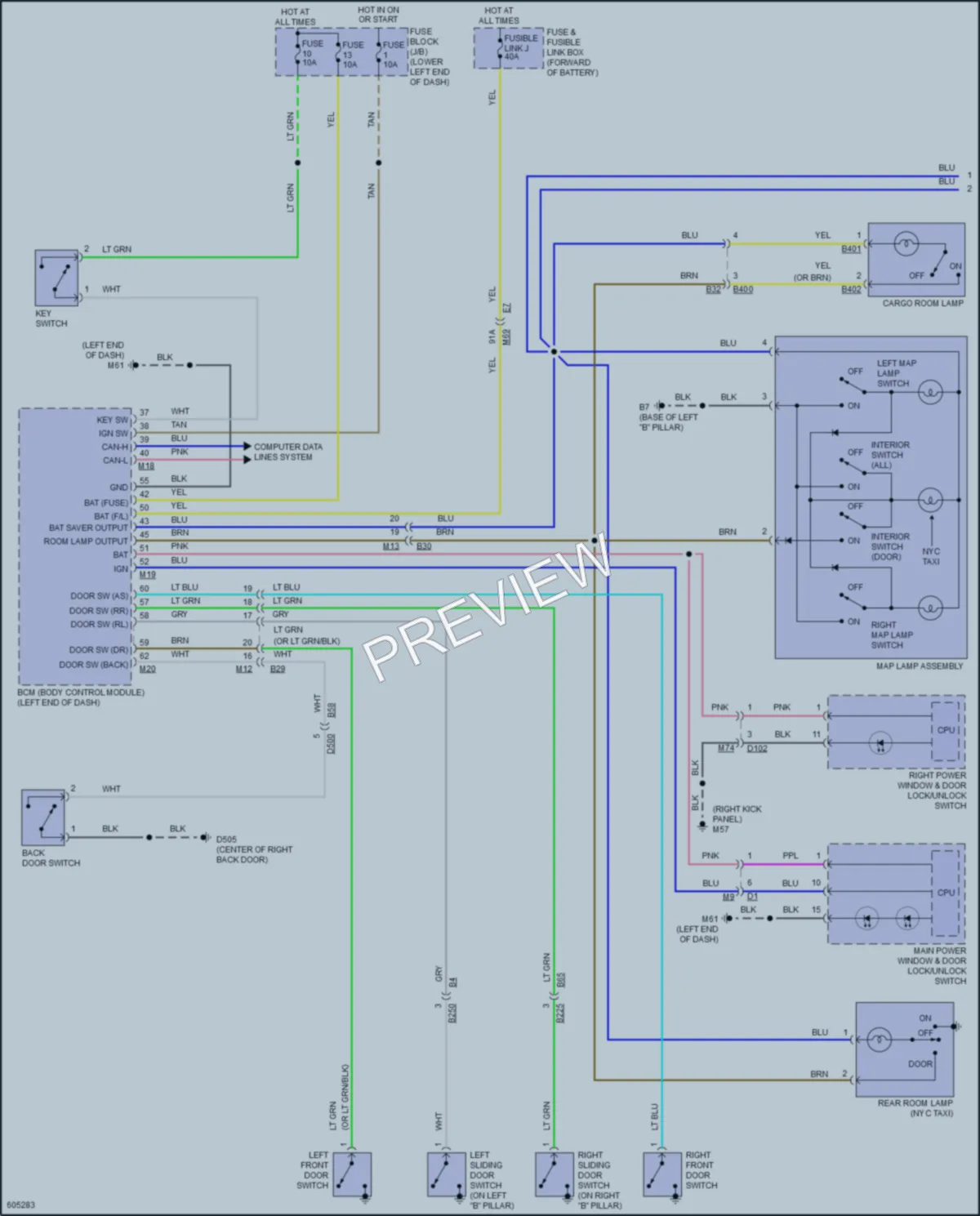 2018 Nissan NV200 Interior Lights wiring diagram preview