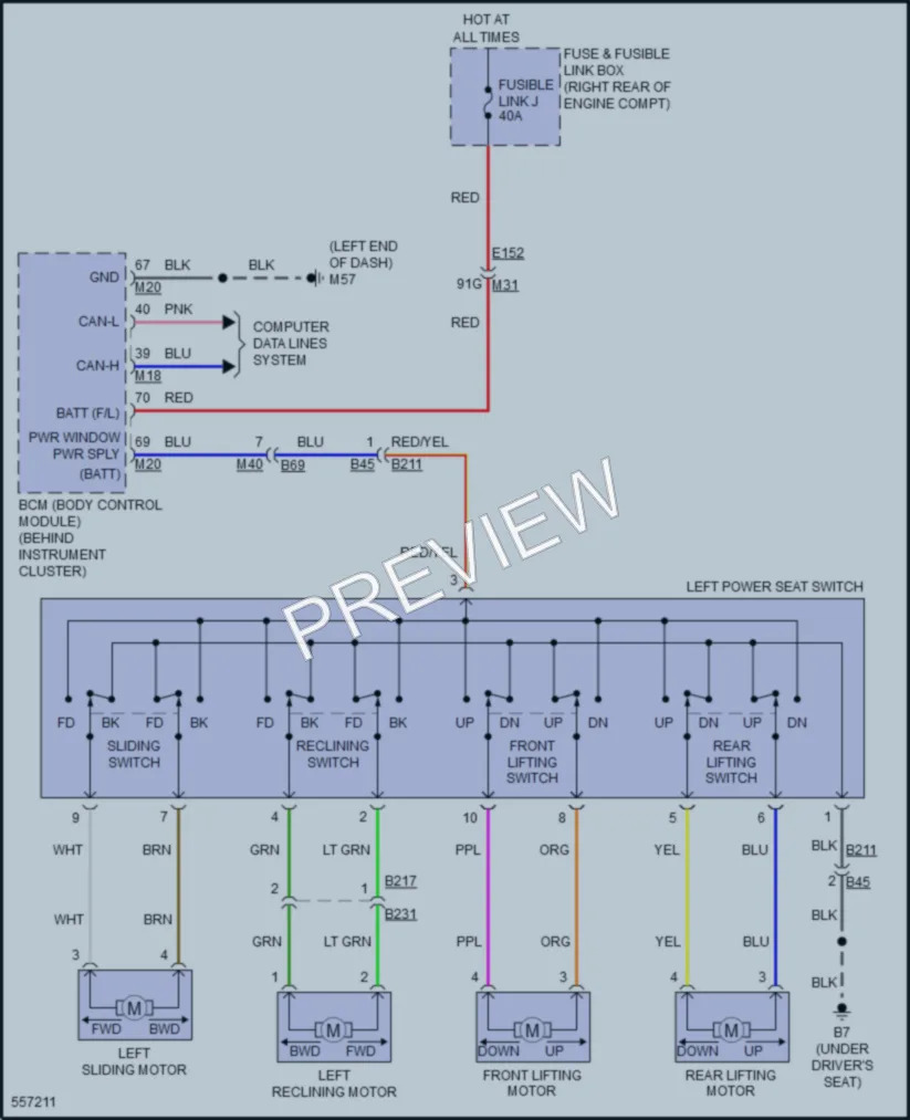 2018 Nissan NV3500HD Power Seats wiring diagram preview