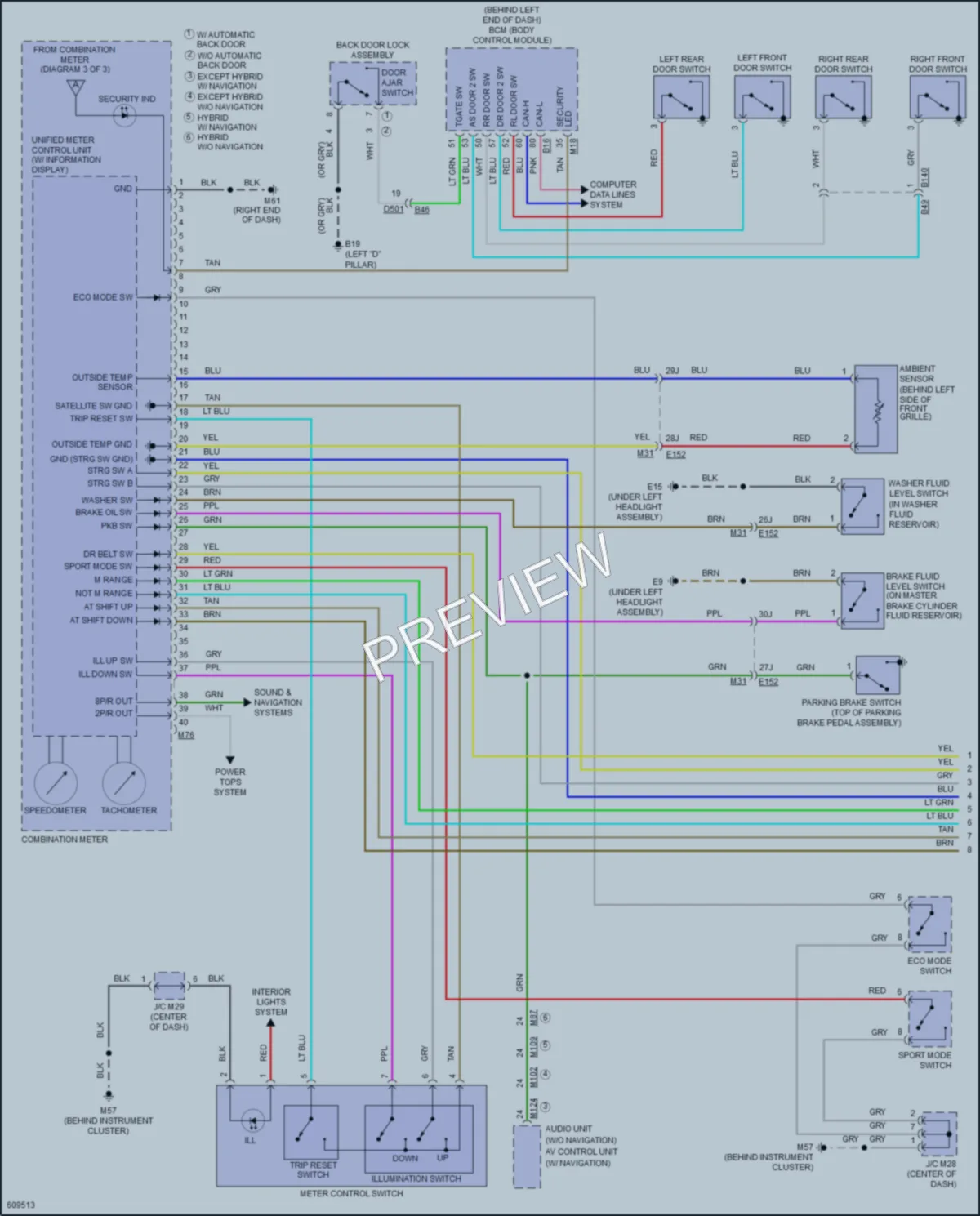 2018 Nissan RogueHybrid Instrument Cluster wiring diagram preview