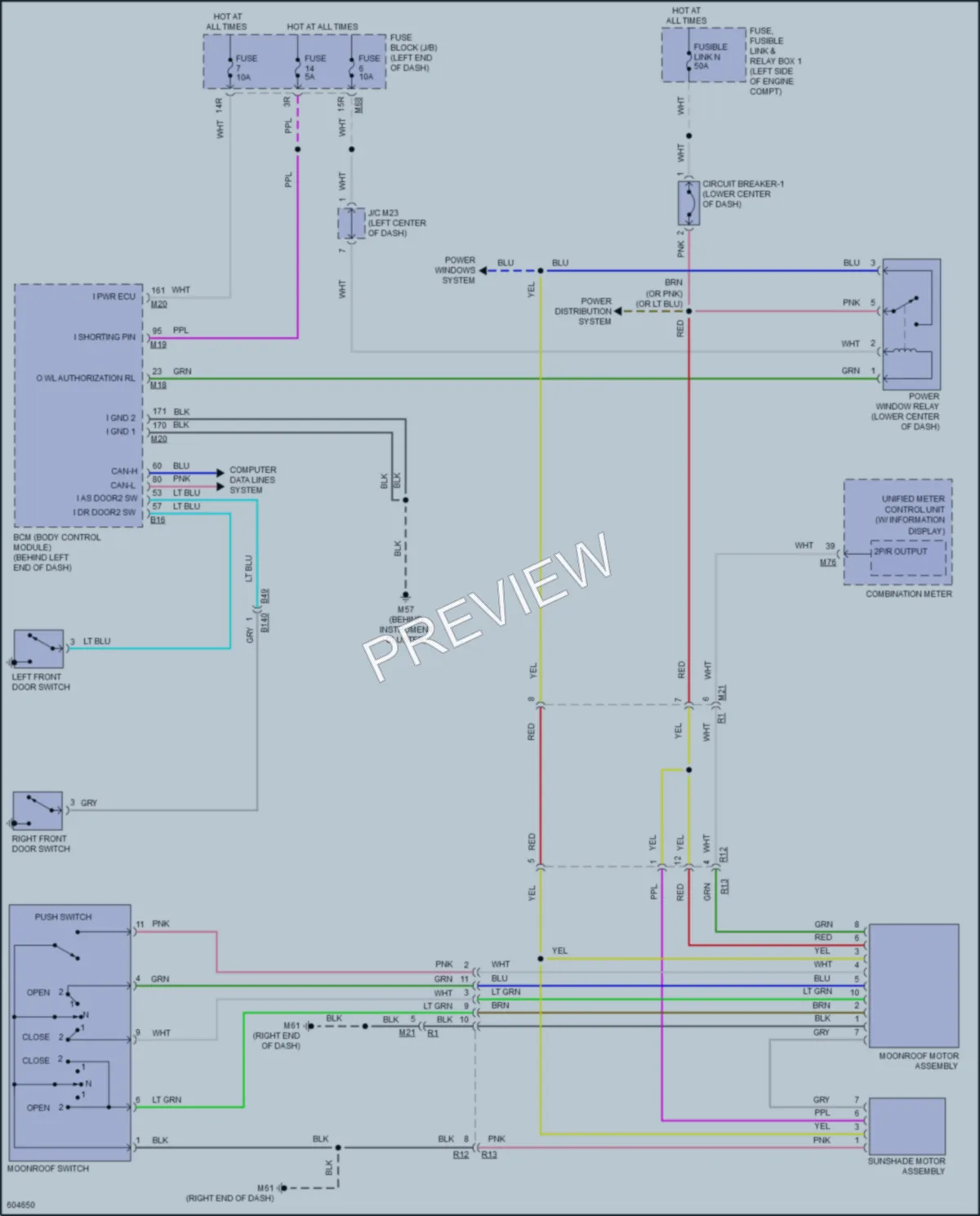 2018 Nissan RogueHybrid Power Top Sunroof wiring diagram preview