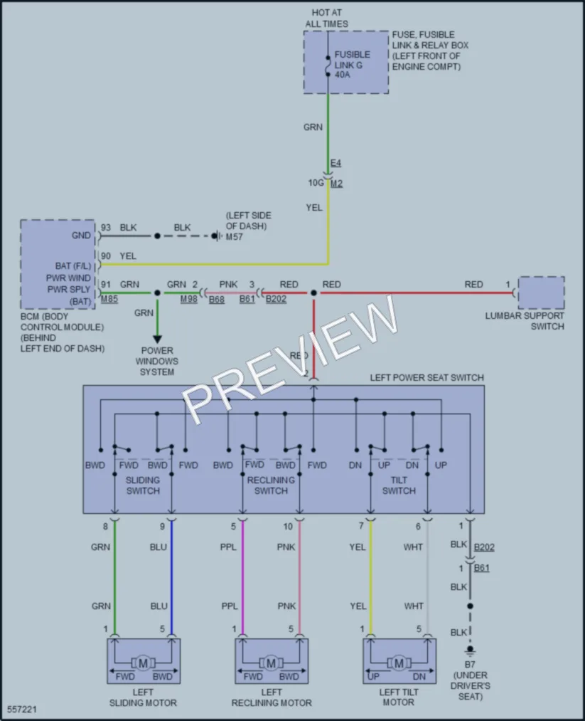 2018 Nissan Sentra Power Seats wiring diagram preview