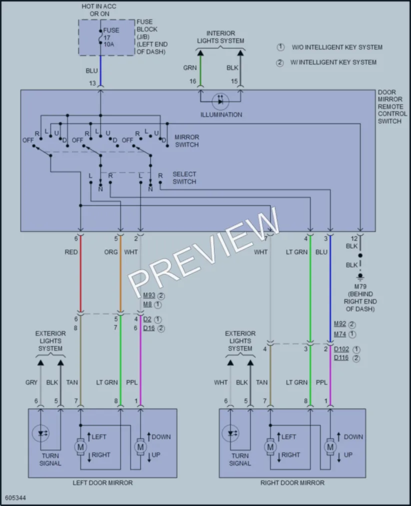 2018 Nissan Versa Power Mirrors wiring diagram preview