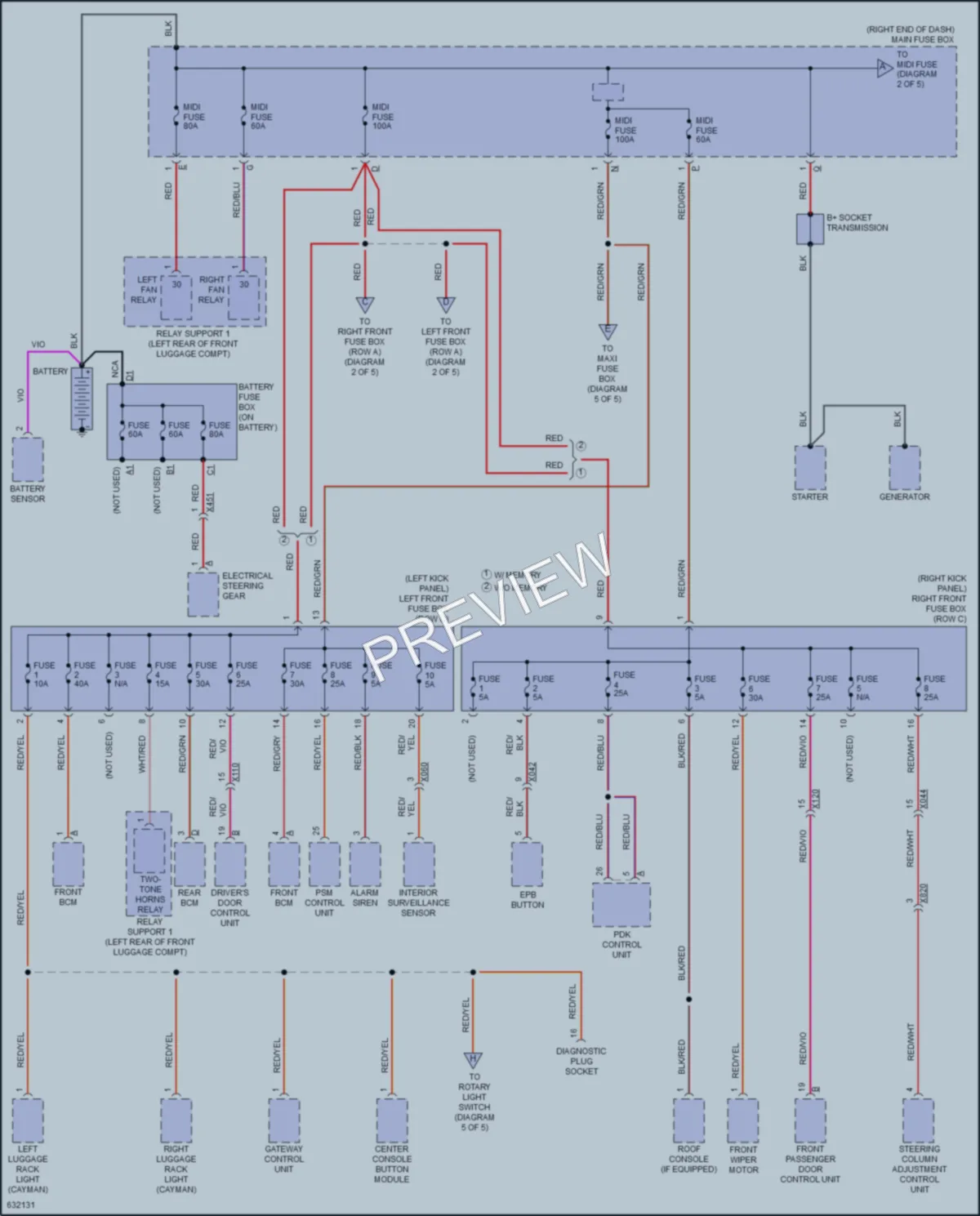 2018 Porsche 718Boxster Power Distribution wiring diagram preview