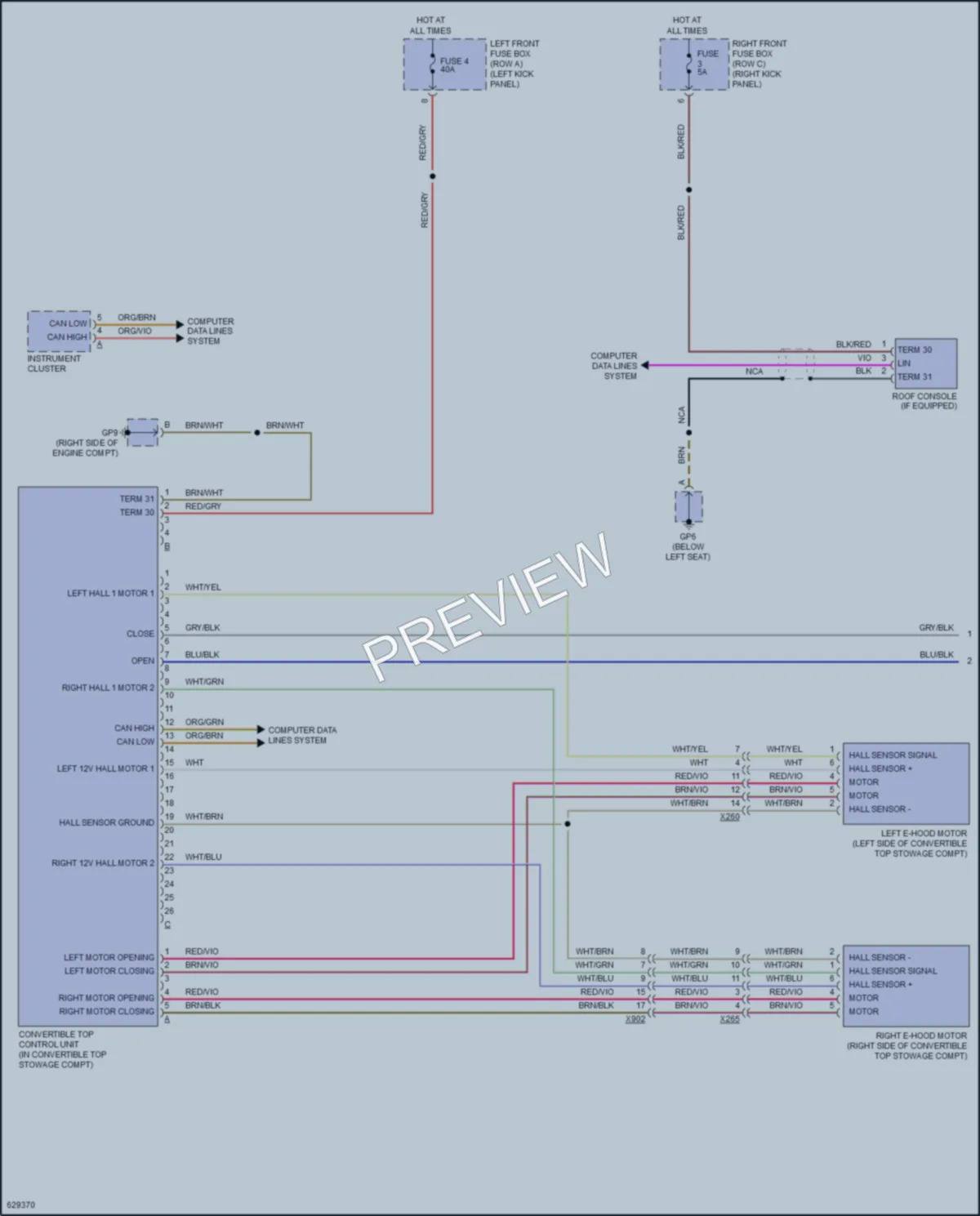 2018 Porsche 718Boxster Power Top Sunroof wiring diagram preview